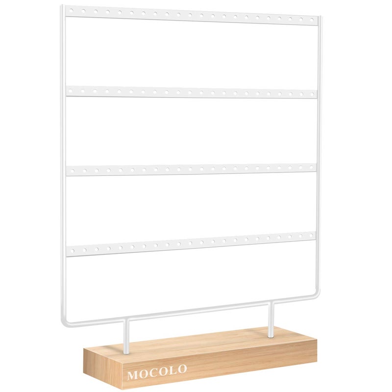 Mocolo Earring Holder Stand, Earring Organizer Display Holder Stand for Hanging Earrings(88 Holes & 4 Layers) (White) - Image 1